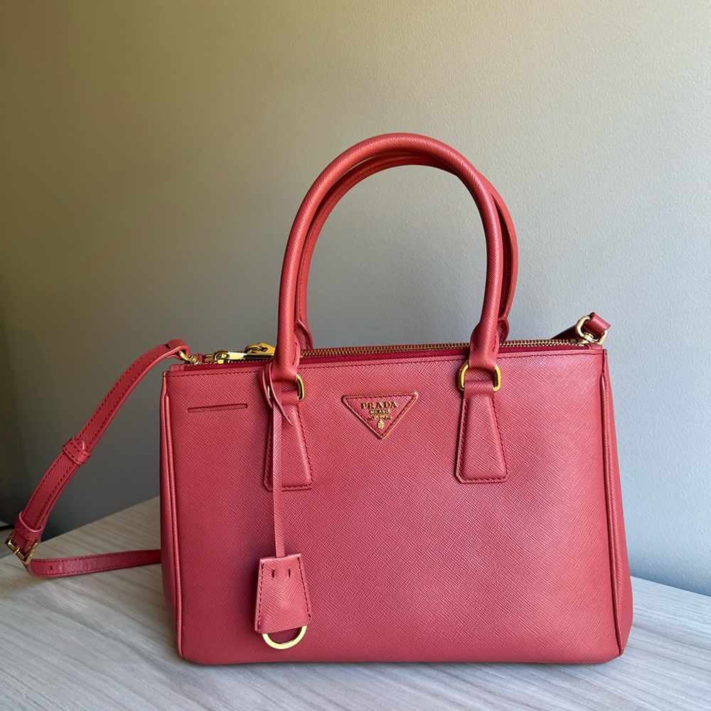 Prada Saffiano Lux Double Zip Tote Small
